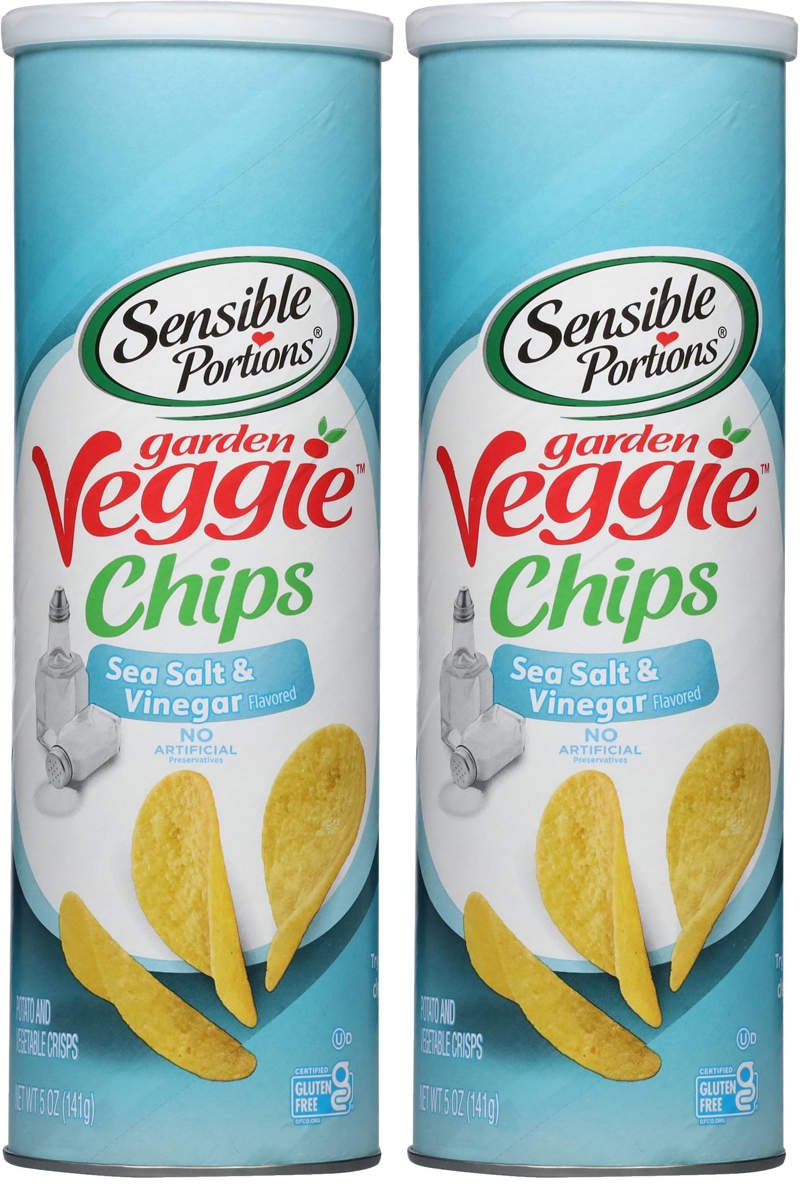 Sensible Portions Stacked Garden Veggie Chips, Salt & Vinegar, 5 oz (Pack of 2)
