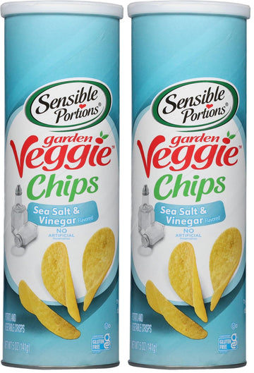 Sensible Portions Stacked Garden Veggie Chips, Salt & Vinegar, 5 oz (Pack of 2)