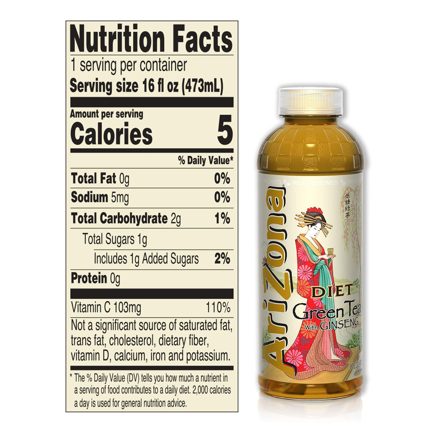 Arizona Diet Green Tea With Ginseng - 16 Fl Oz (Pack Of 12)