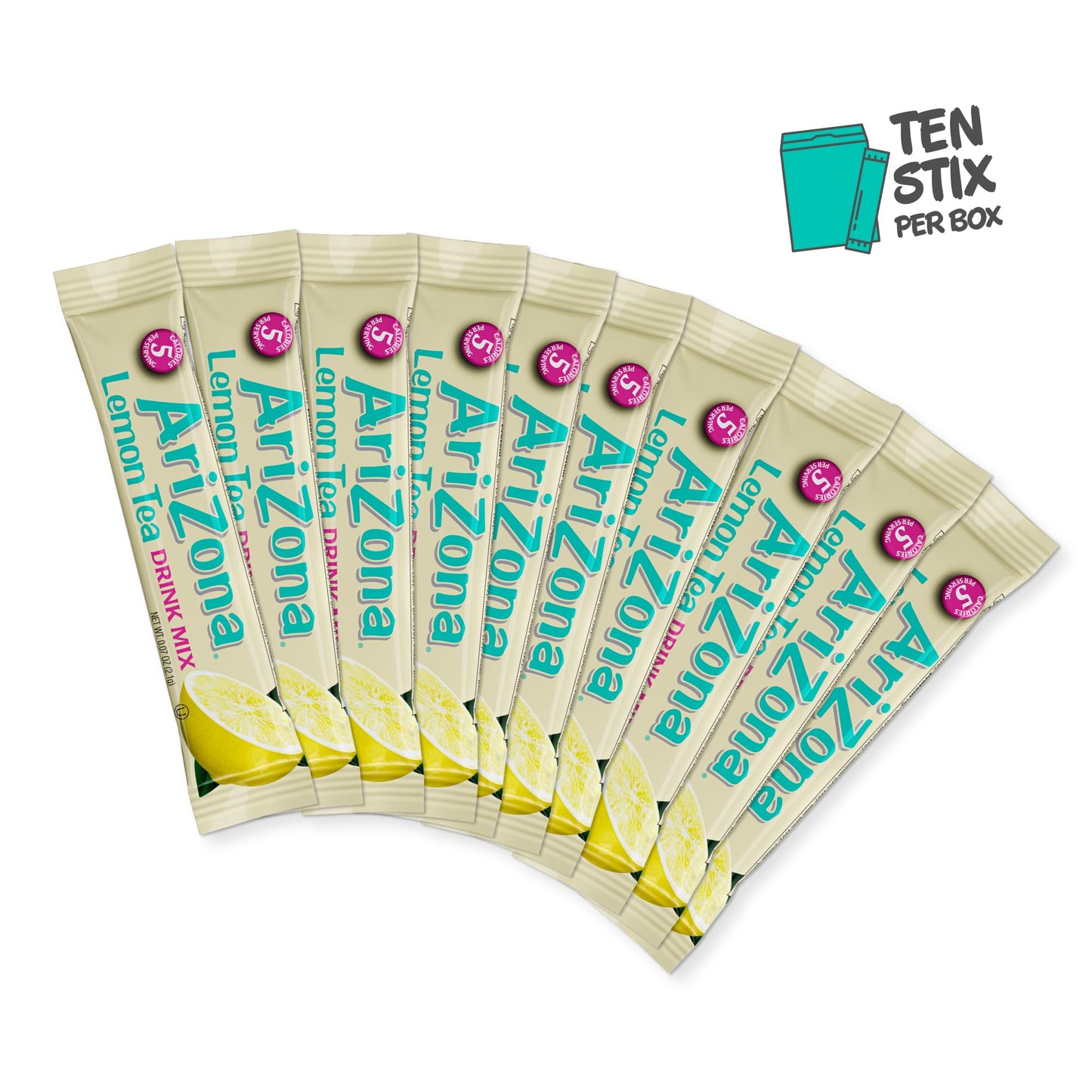 Arizona Lemon Tea - On-The-Go Powdered Drink Mix, 0.07Oz 120 Count - 10Ct Boxes (Pack Of 12)