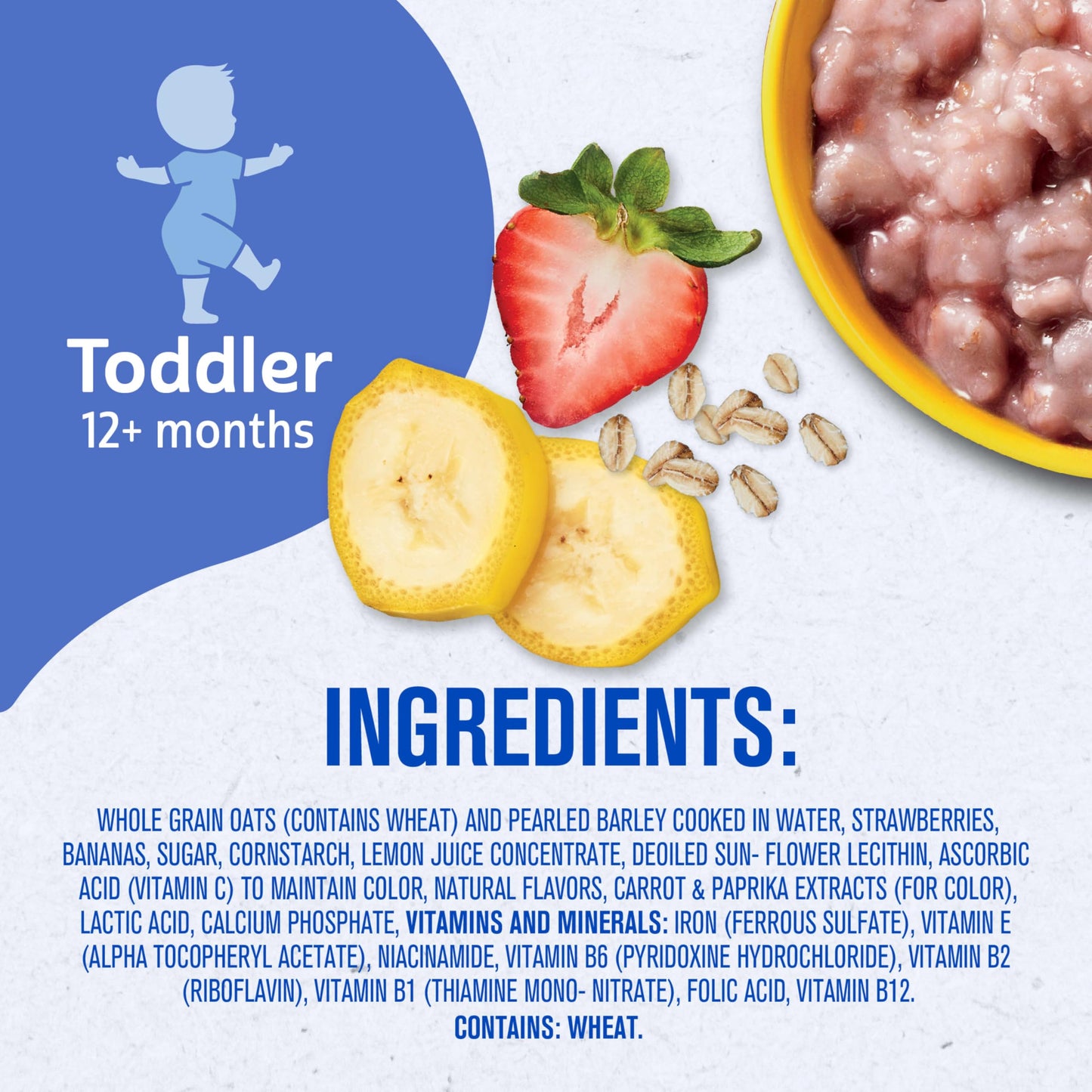 Gerber Toddler Food, Oatmeal And Barley Strawberry Banana Cereal, Iron Helps Support Brain Development, Toddler Oatmeal