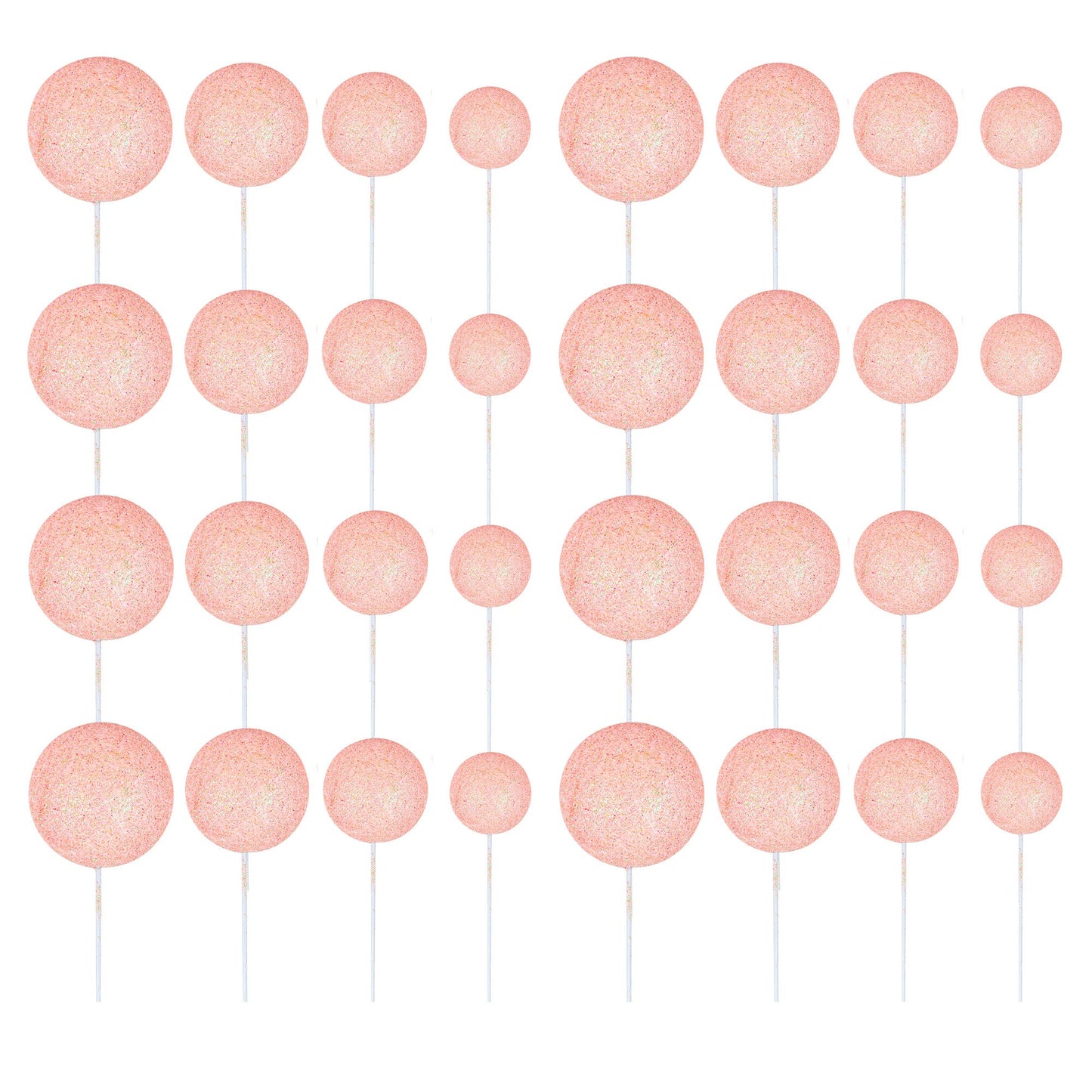Ephlyn 30Pcs Light Pink Foam Cake Topper, Cake Picks Mini Balloon Diy Decoration For Birthday, Anniversary, Graduation, Baby Sho