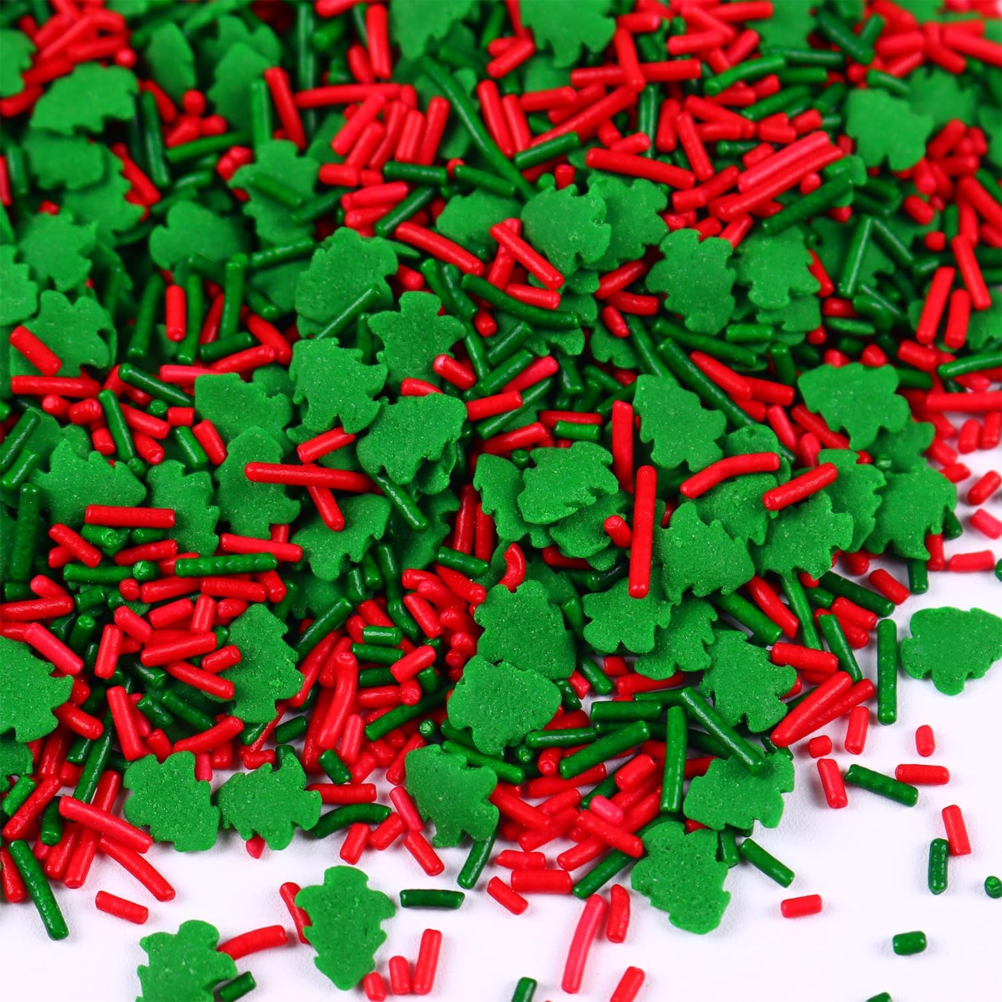 Christmas Tree Sprinkles for Cake Decorating 7 Ounce Edible Christmas Tree Red and Green Confetti Jimmies Sprinkles Mix for Xmas
