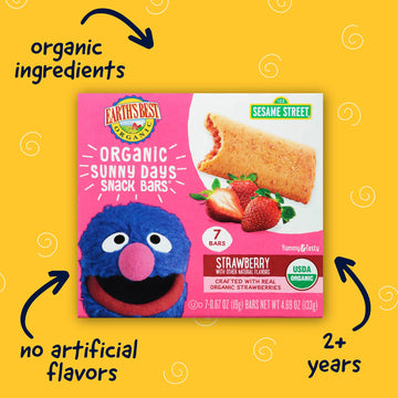 Earth'S Best Organic Kids Snacks, Sesame Street Toddler Snacks, Organic Sunny Days Snack Bars For Toddlers 2 Years And Older, St