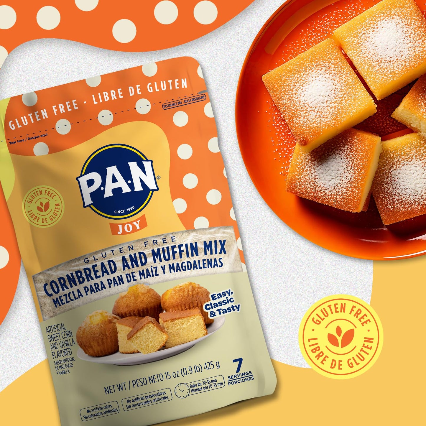 P.A.N Cornbread and Muffin Mix - Gluten Free Baking Mix 0.9 lb. (6 Pack)