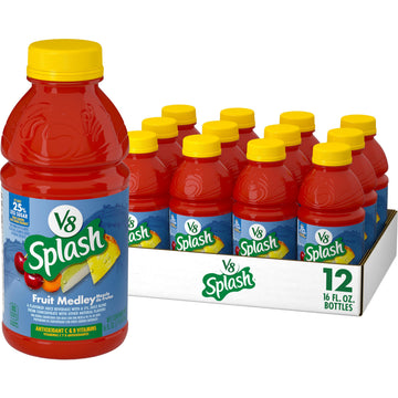 V8 Splash Fruit Medley Juice Beverage, 16 Fl Oz Bottle, Pack of 12