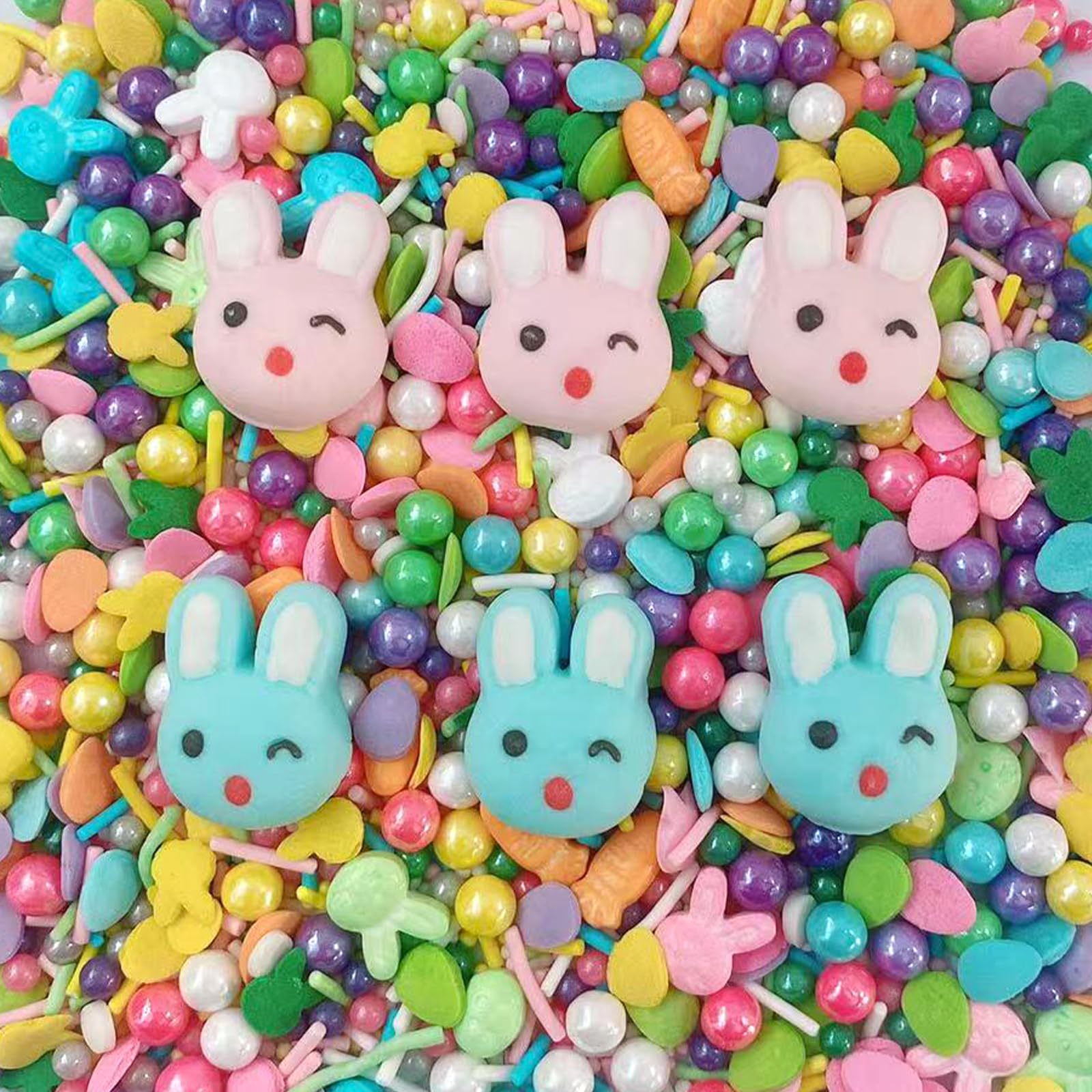 Sentovac Easter Sprinkles Edible Rabbit Bunny Carrot Sugar Pearls 3.35 Ounces for Cake Decorating and Baking