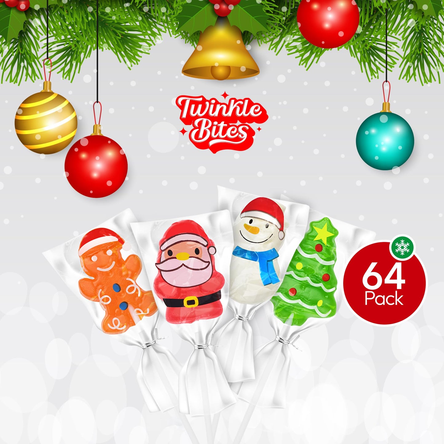 80 Pack Christmas Lollipops - Individually Wrapped Holiday Themed Lollipops - Santa, Tree Snowman, Gingerbread, Designs & Delicious Flavor -Bulk Christmas Candy Use For Stocking Stuffers, Party Favor, Classroom & Office  , Candy Jar Fillers