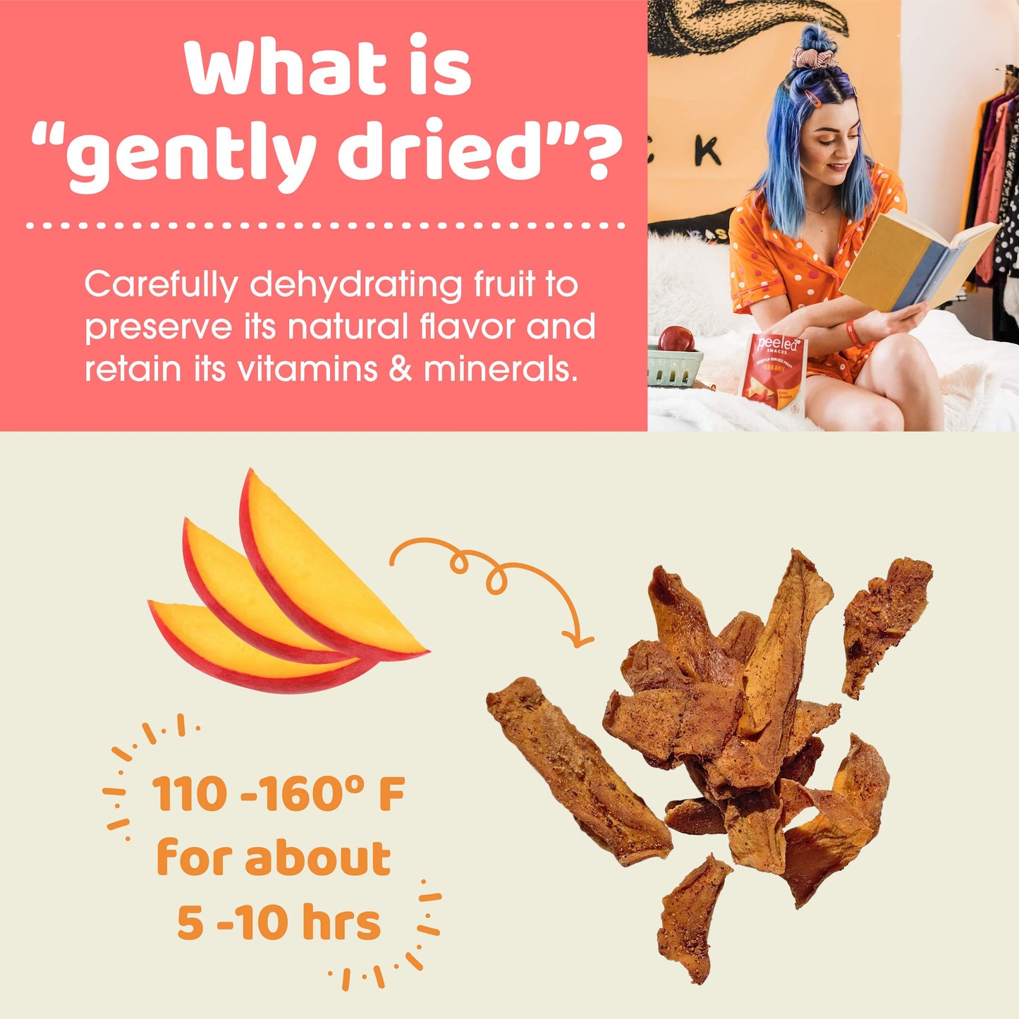 Peeled Snacks Organic Dried Fruit, Chili Mango, 2.8 Oz., Pack Of 12 -Healthy, Vegan Snacksfor On-The-Go, Lunch And More