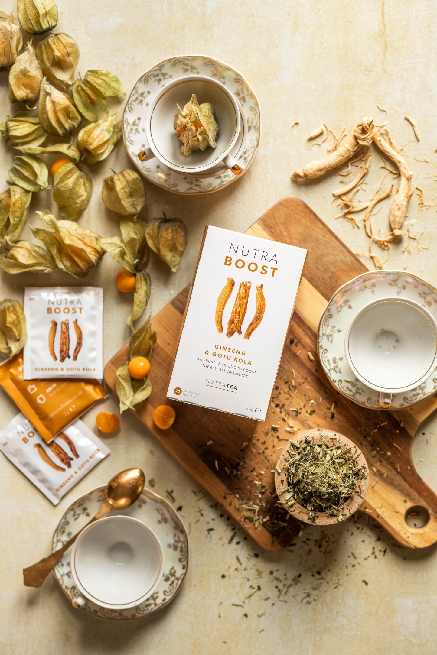 Nutra Tea Herbal Energy Tea - Includes Green Tea, Ginseng & Ashwagandha - 20 Count Individually Wrapped Bags