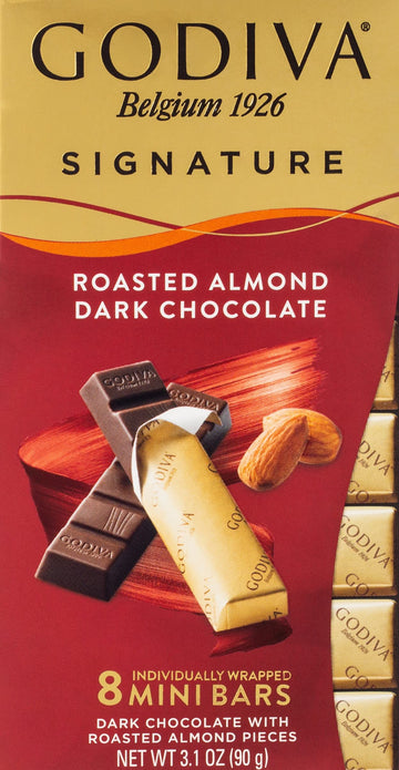 Godiva Chocolatier Dark Chocolate Mini Bars - Roasted Almond - 3.1oz - Pack of 1 - Chocolate
