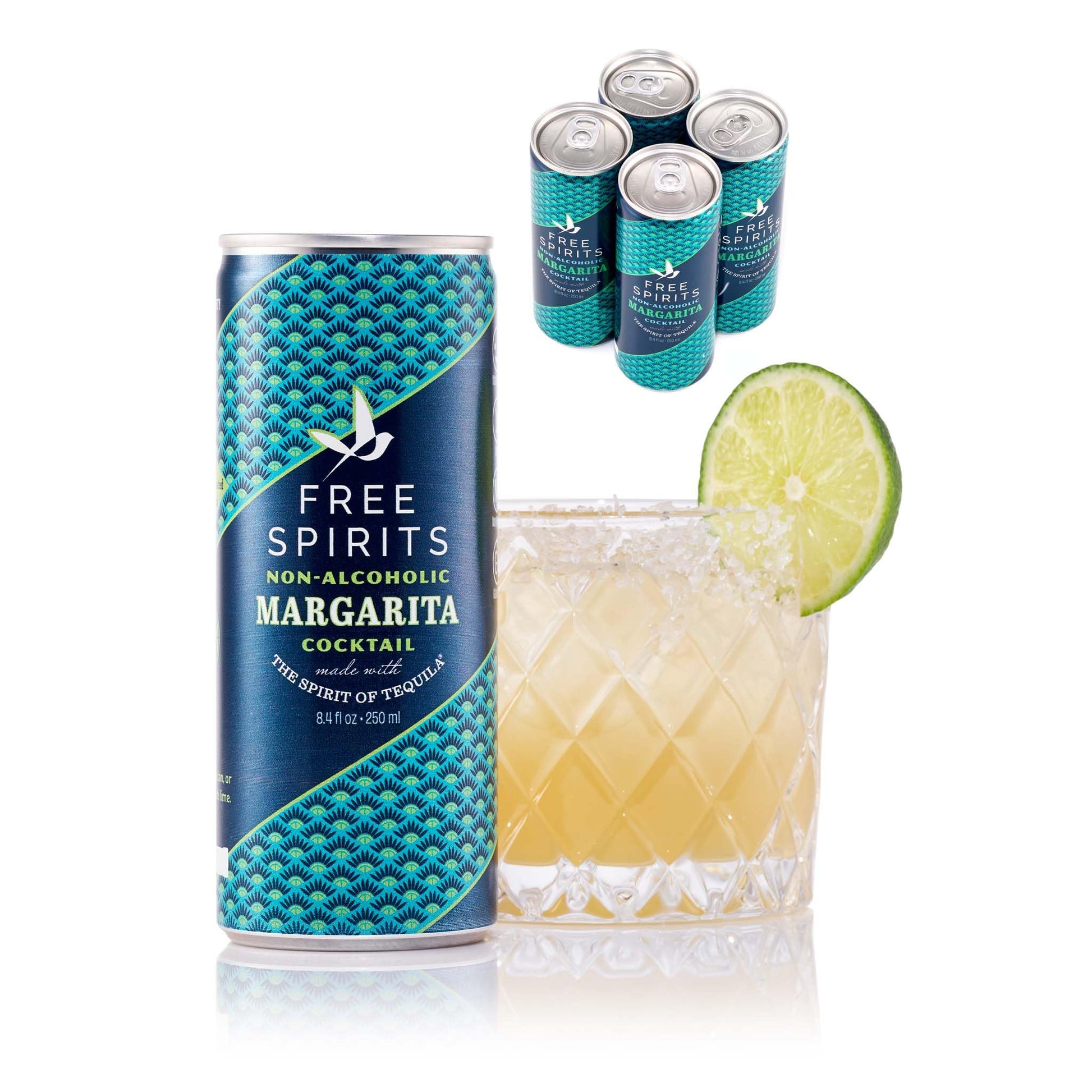 The Free Spirits Company Non-Alcoholic Margarita Mocktail - Low Sugar, Real Fruit Juice - 4 Pack of 8.4 fl oz Cans