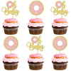 24 PCS Donut Oh Baby Cupcake Toppers Glitter Oh Baby Donut Cupcake Picks Donut Baby Shower Party Decorations for Sweet Donut The