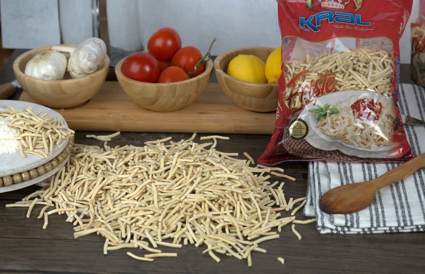 Kral Eriste (Noodle) Turkish Medium Egg Noodles, Easy, Practical, Delicious Turkish Pasta, Homemade Quality Old Fashioned Best A