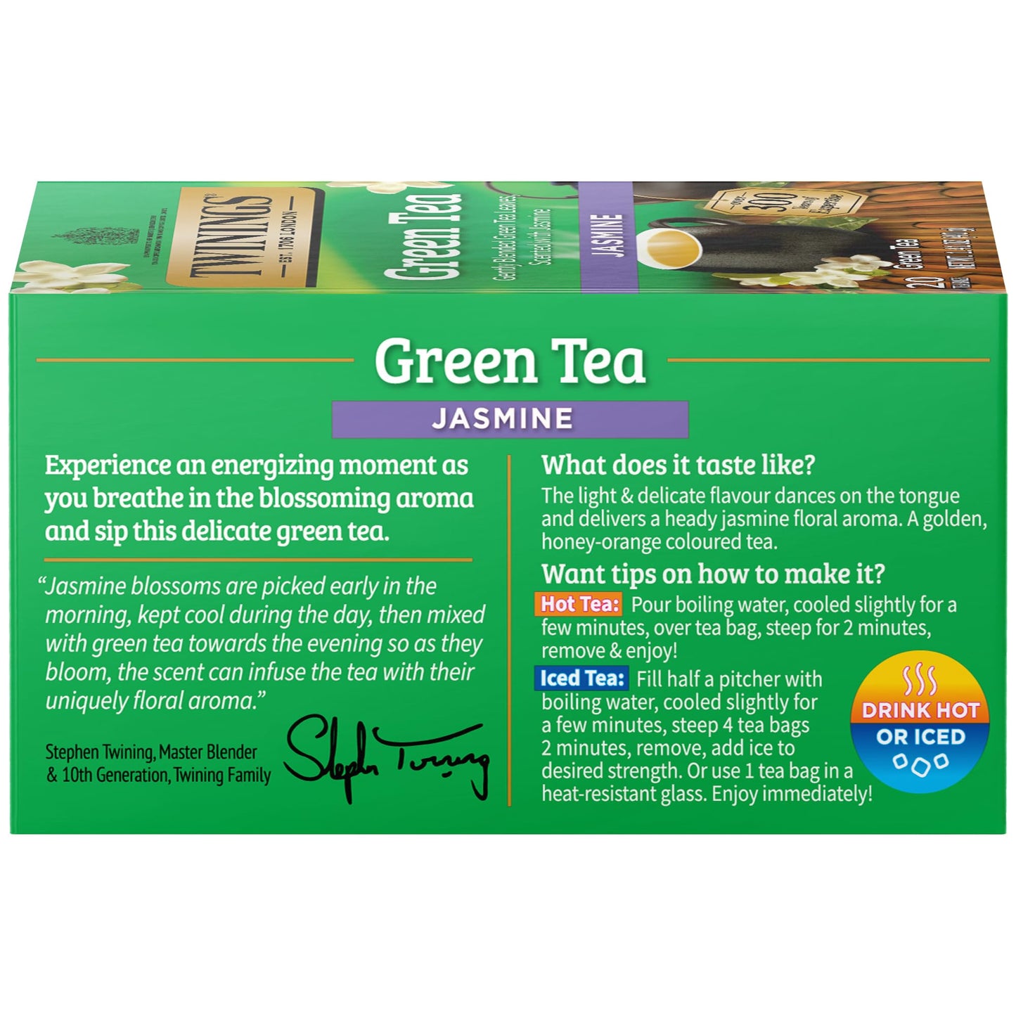 Twinings Green Tea With Jasmine Individually Wrapped Bags, 20 Count (Pack Of 1), Fragrant Floral Scent, Caffeinated, Enjoy Hot O