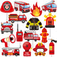 C L Cooper Life Fire Truck Cupcake Toppers, 6 Piece Set, Cardboard, Fire Engine Theme