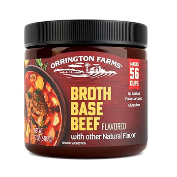 Orrington Farms Beef Flavored Broth Base, Granulated Beef Flavored Bouillon, Versatile Usage, Season-To-Taste, Easy-To-Store, 12 Oz Jar (Pack Of 1)