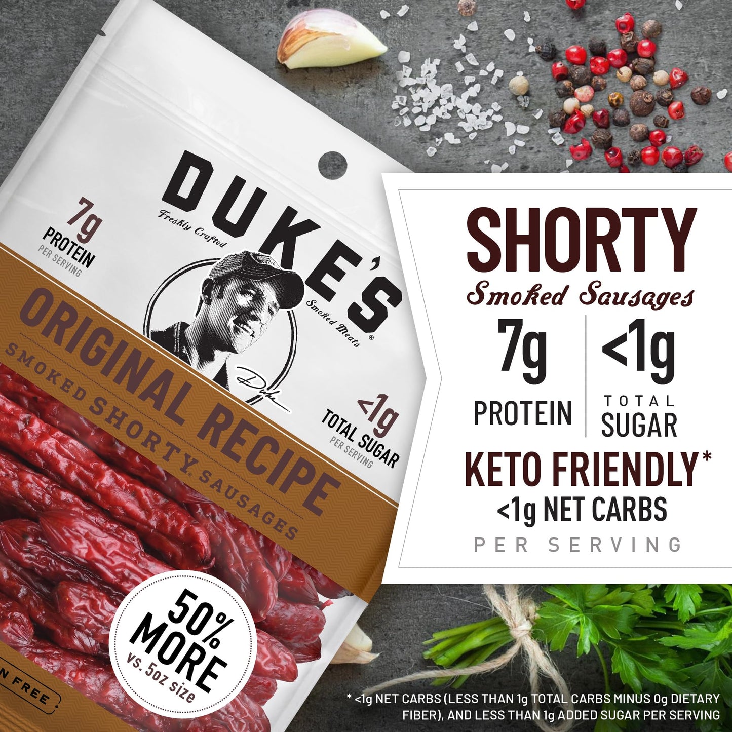 Dukes Pork Original Smoked Shorty Sausages  7g Protein Per Serving  Great for Charcuterie Boards  7.5 oz.