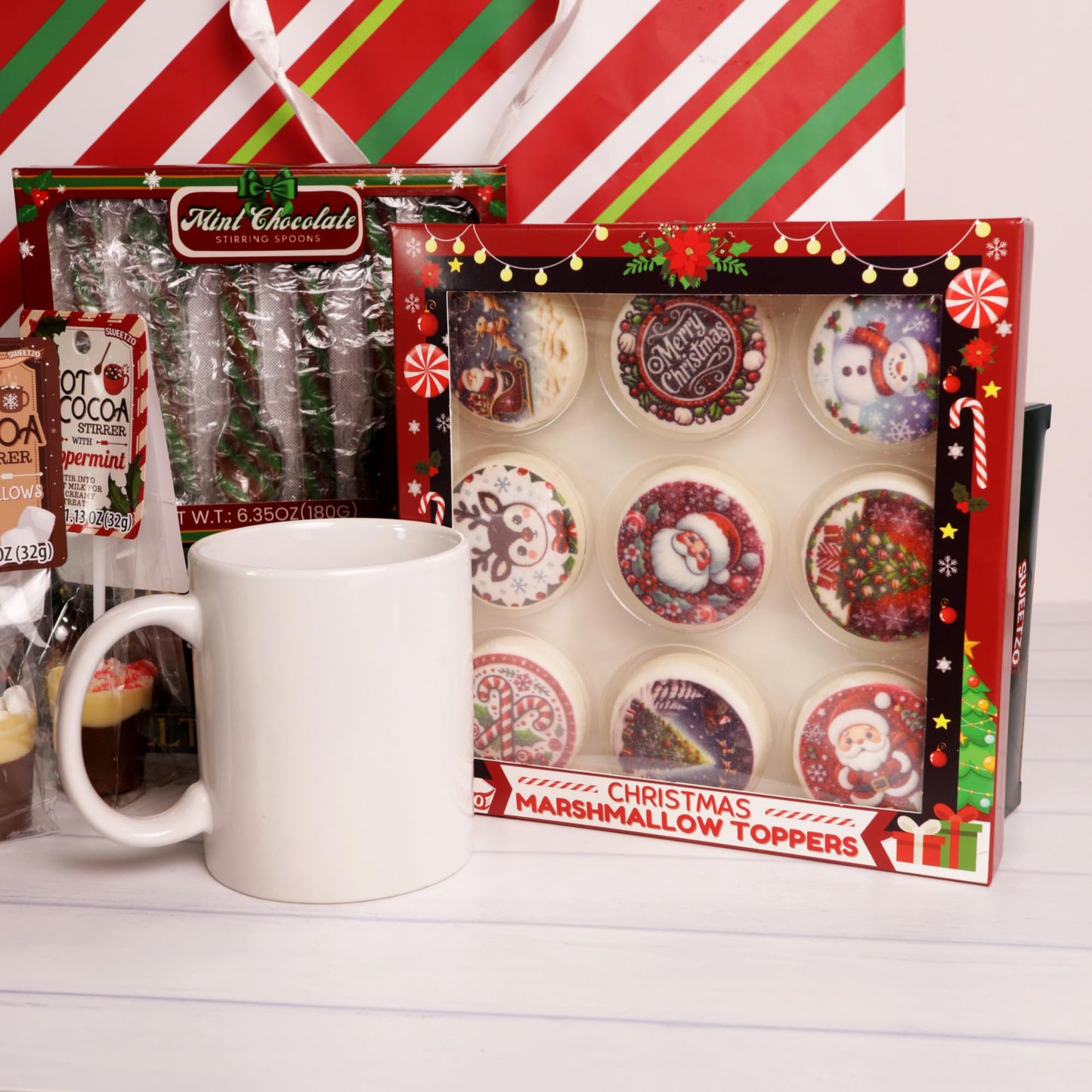 Christmas Marshmallow Toppers  Perfect for Hot Cocoa Toppings or Dessert Decorating Candy  Assorted Holiday Designs (9 Count)