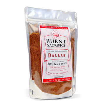 Burnt Sacrifice Dallas Style Gourmet Spicy BBQ Spice Dry Rub Seasonings (10 Ounce Bag Makes Over 24 Lbs) Brisket Roasts Tri tip 