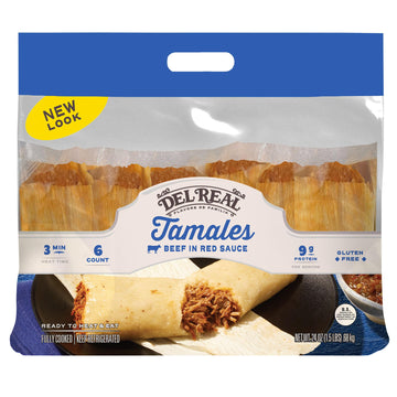 Del Real Foods Beef in Red Sauce Tamales, 6ct (24 Ounce)