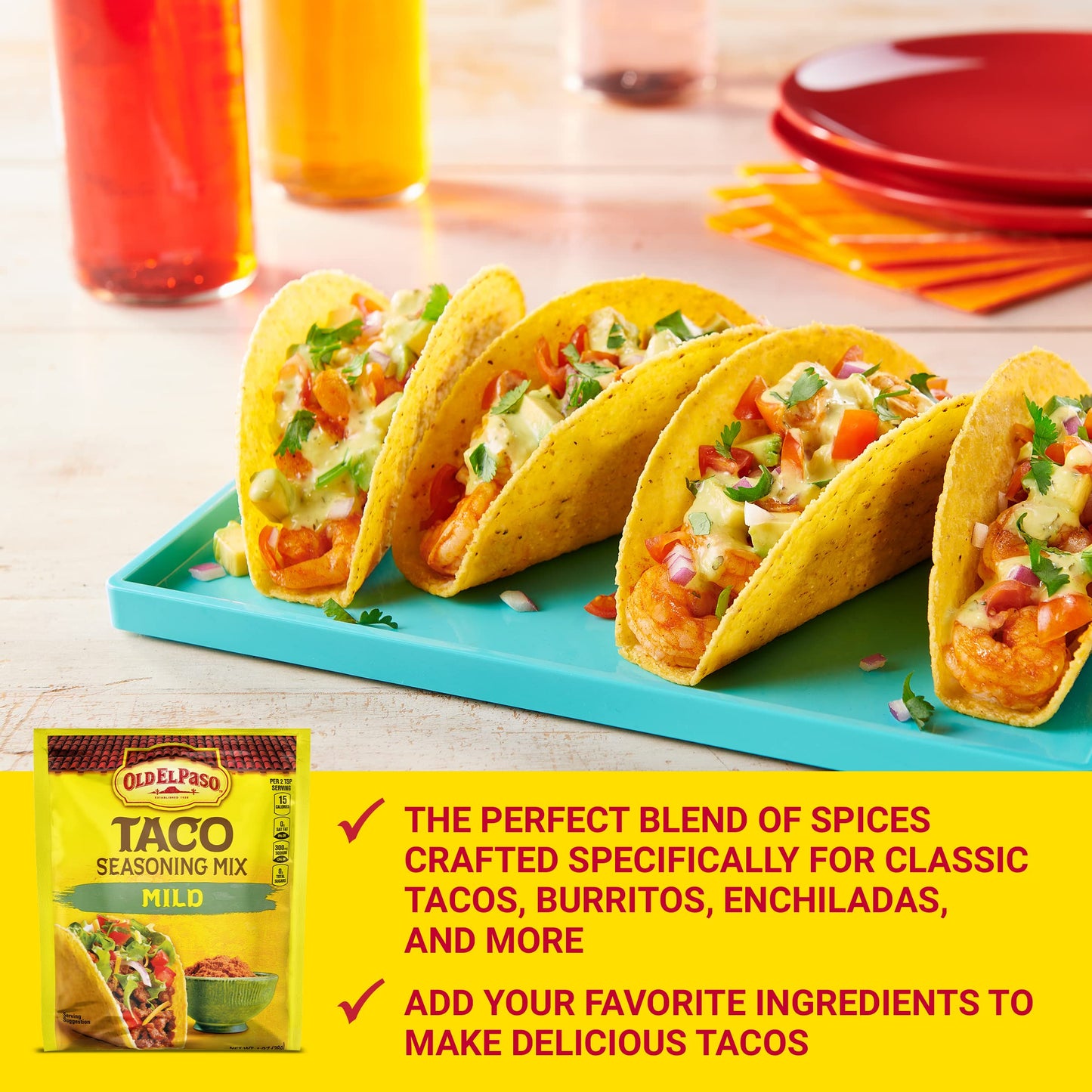Old El Paso Taco Seasoning, Mild, 1 Oz. (Pack Of 32)
