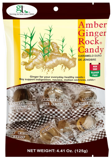 Gt Amber Ginger Rock Candy, 4.41 Ounce Bag (4-Pack)
