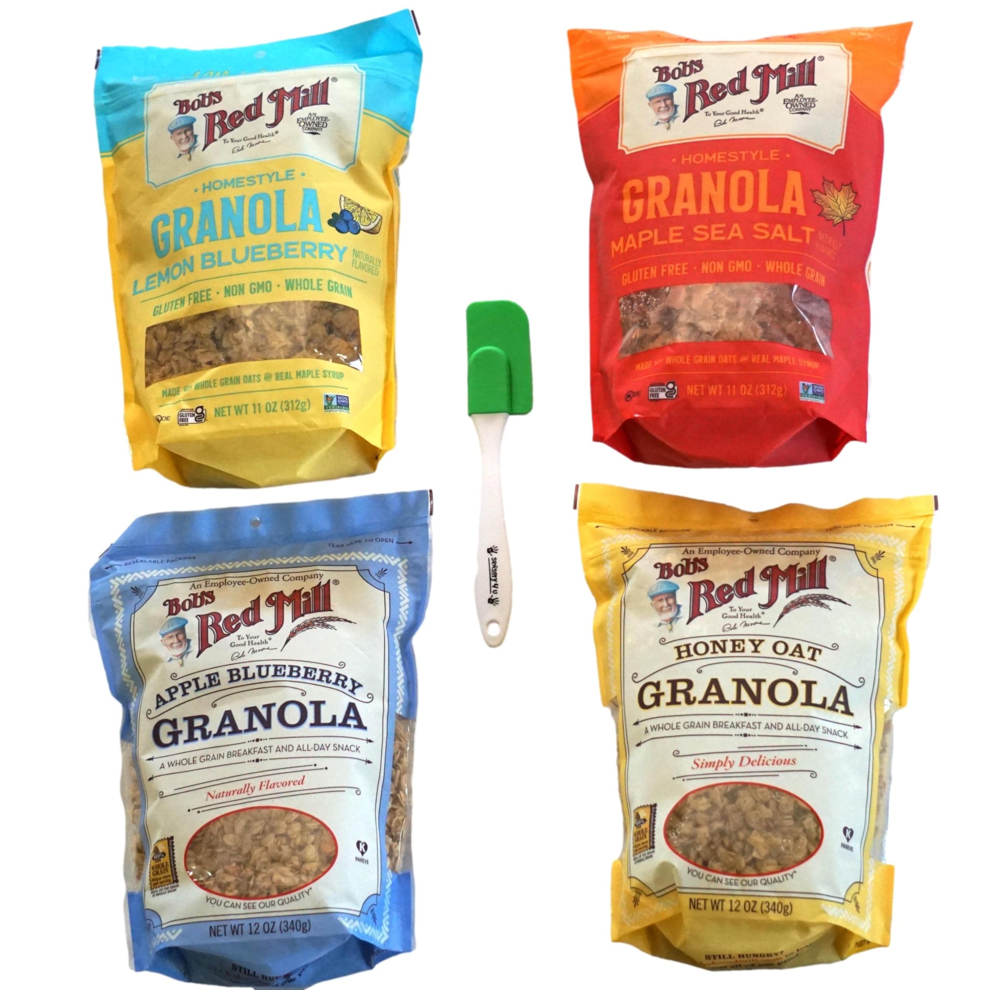 Bobs Whole Grain Granola Red Mill Variety Pack - 4 Flavors - Gluten-Free, Non-GMO, High Fiber, Healthy Breakfast Cereal with Rea