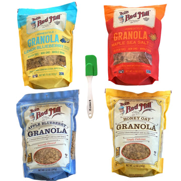 Bobs Whole Grain Granola Red Mill Variety Pack - 4 Flavors - Gluten-Free, Non-GMO, High Fiber, Healthy Breakfast Cereal with Rea