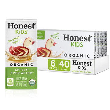 Honest Kids Organic Juice Drink, Apple, 6 Fl Oz Juice Boxes, Pack of 40
