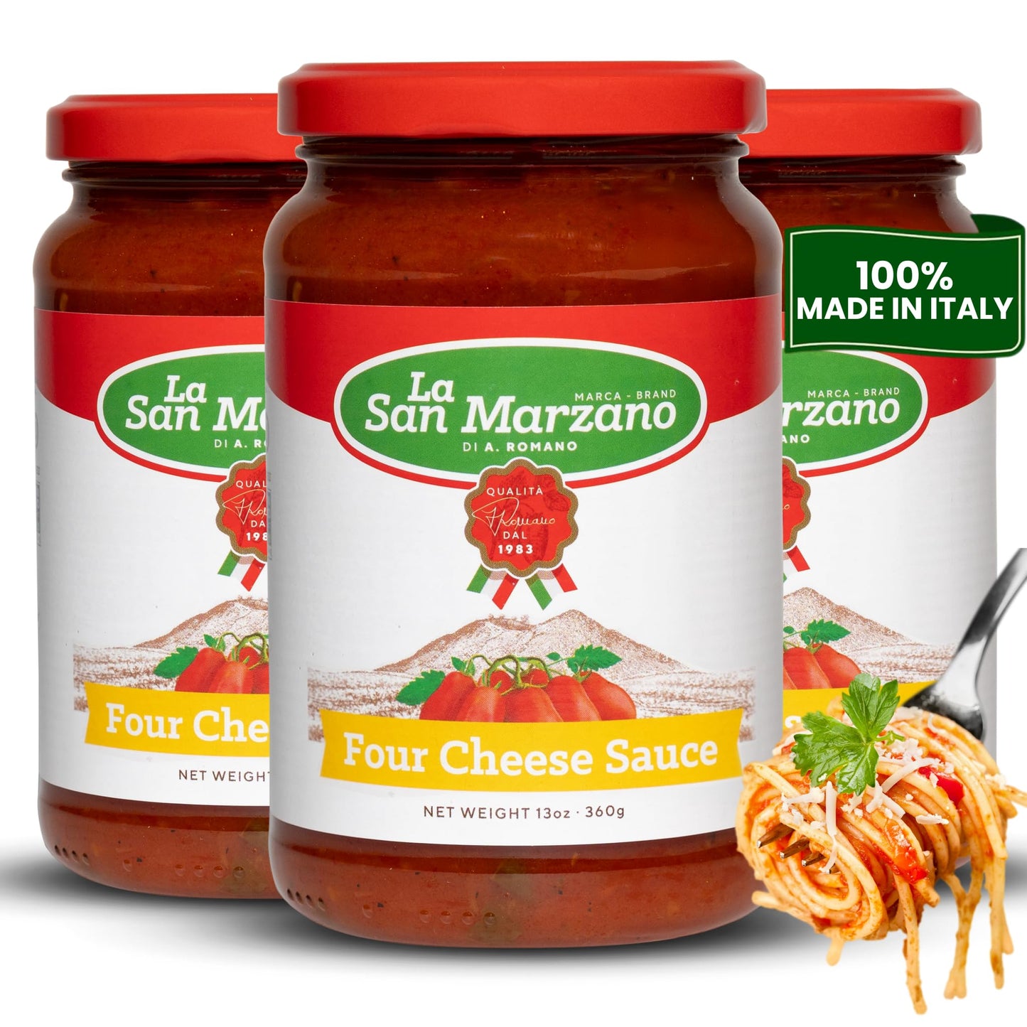 La San Marzano Four Cheese Pasta Sauce, All Natural, Gluten Free, 13 oz (Pack of 3)