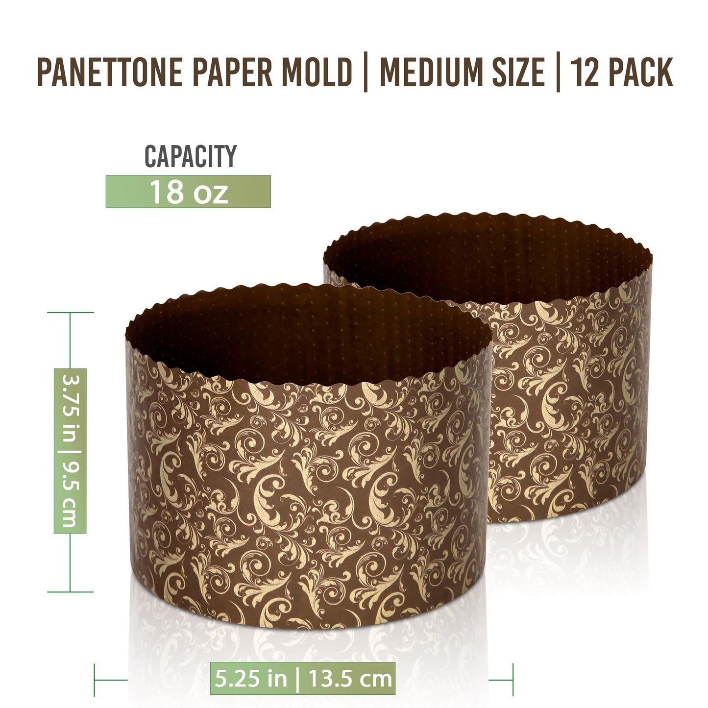18 Oz Beautiful Panettone Paper Mold - Set Of 12 Paper Forms For Easter Baking Bread, Cakes Or Pastry - Disposable Paska And Kul