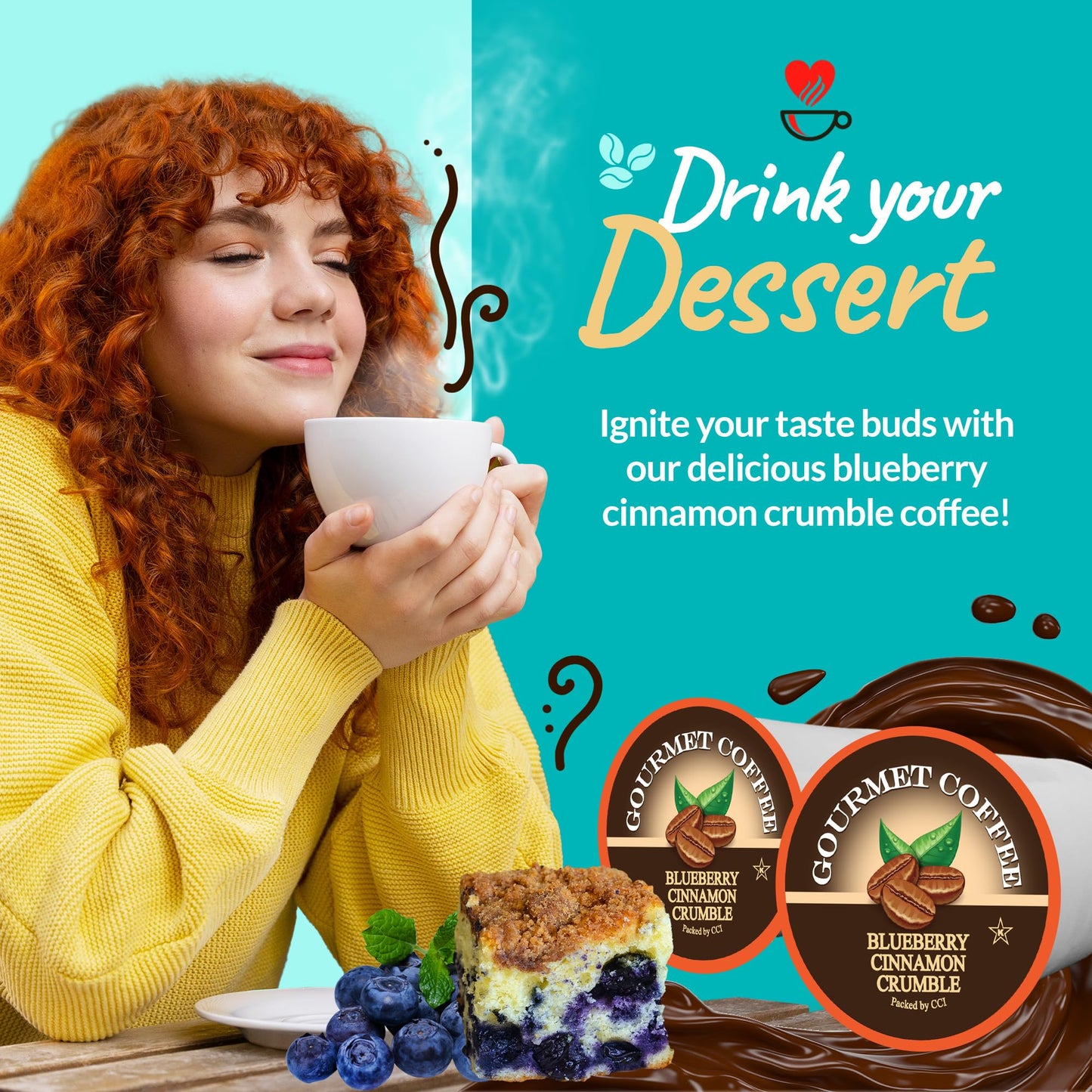Smart Sips Coffee Blueberry Cinnamon Cspirit-inspired flavorble Medium Roast Single Serve Pods 24 Count Compatible with Keurig K-Cup malt-inspired