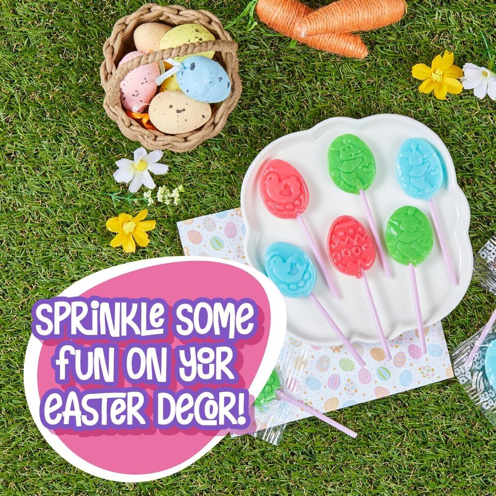 Tiger Pops Assorted Easter Candy, 4-Pack - Individually Wrapped Bulk Lollipops for Kids - Easter Basket and Egg Fillers - 3 Flav