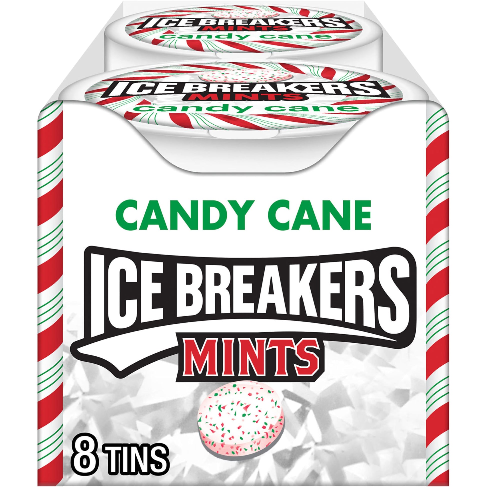 ICE BREAKERS Candy Cane, Christmas Stocking Stuffer Sugar Free Breath Mints Tins, 1.5 oz (8 Count)