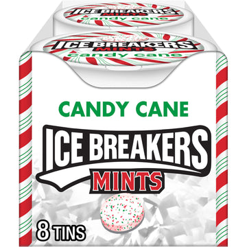 ICE BREAKERS Candy Cane, Christmas Stocking Stuffer Sugar Free Breath Mints Tins, 1.5 oz (8 Count)