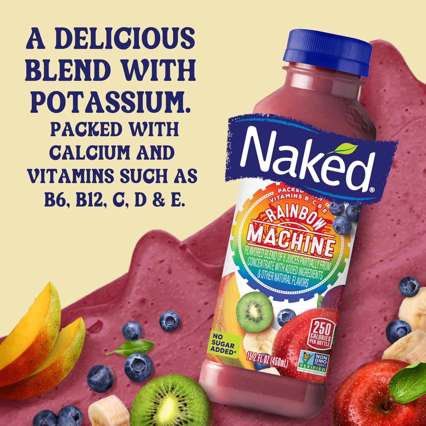 Naked Juice Rainbow Machine Flavored 100% Juice Smoothie Blend, 15.2 Fl Oz