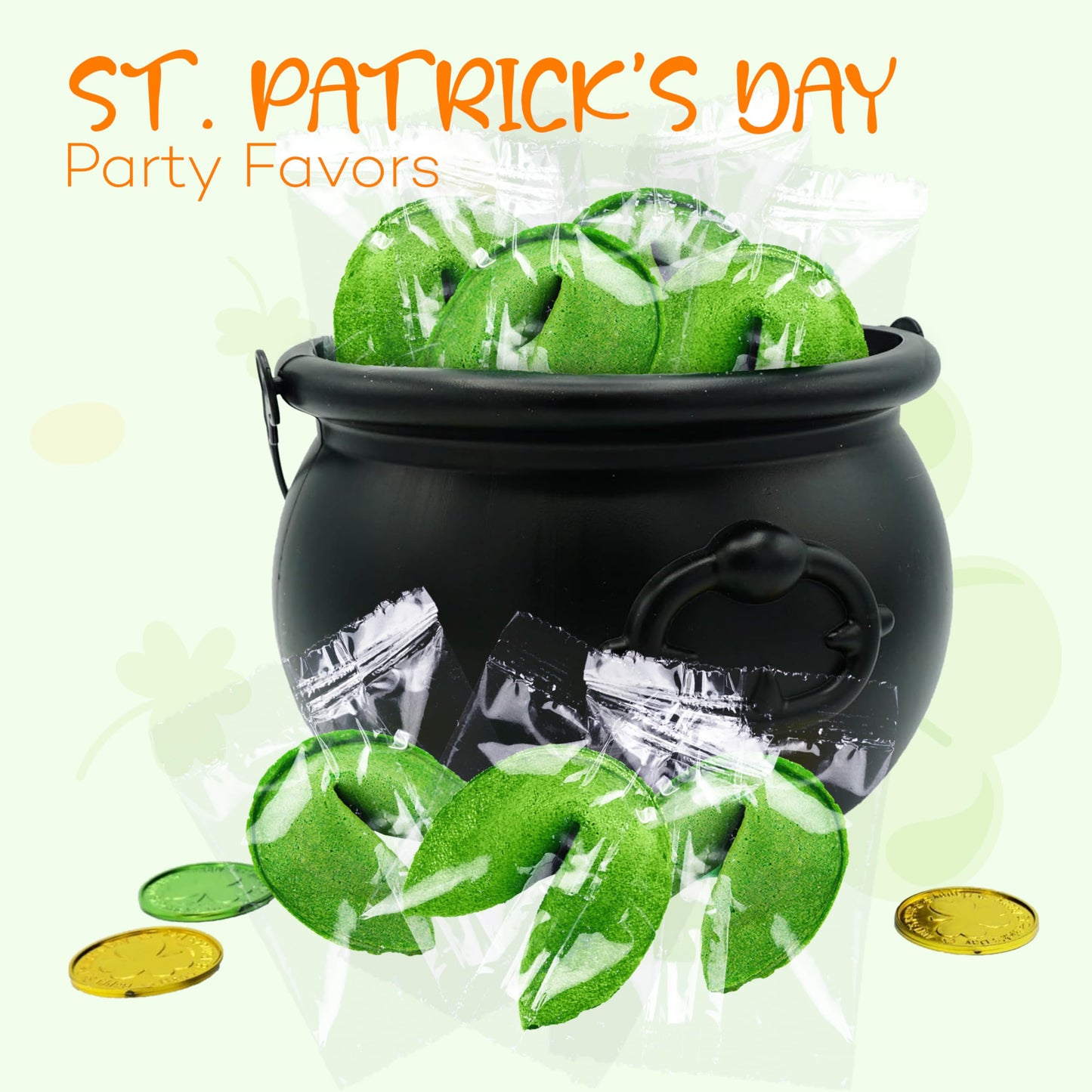 St Patricks Day Fortune cookies (50 Individually Wrapped) green With Irish Themed Sayings Party Favors & Treats by 4Es Novelty