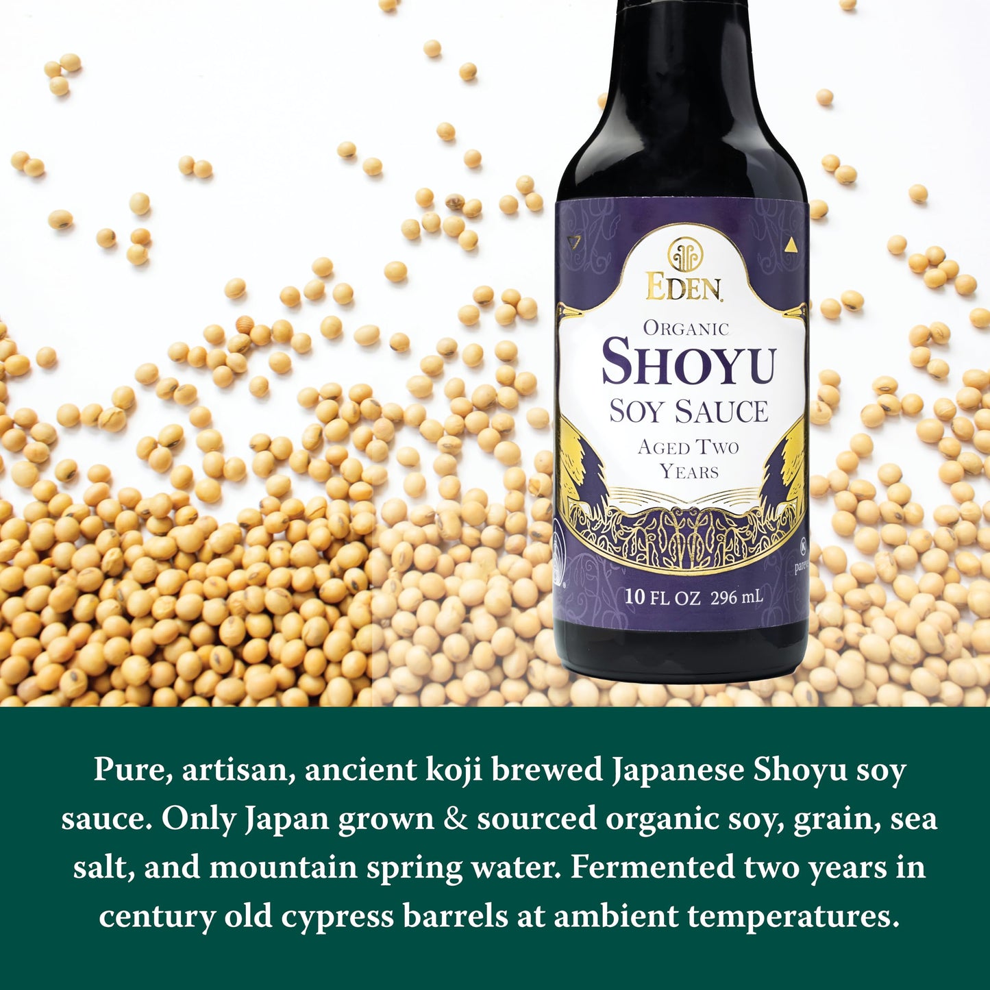 Eden Organic Shoyu Soy Sauce (*New*), Artisan Brewed In Japan, Aged 2 Years In Hundred-Year-Old Cypress Wood Barrels, 10 Fl Oz (