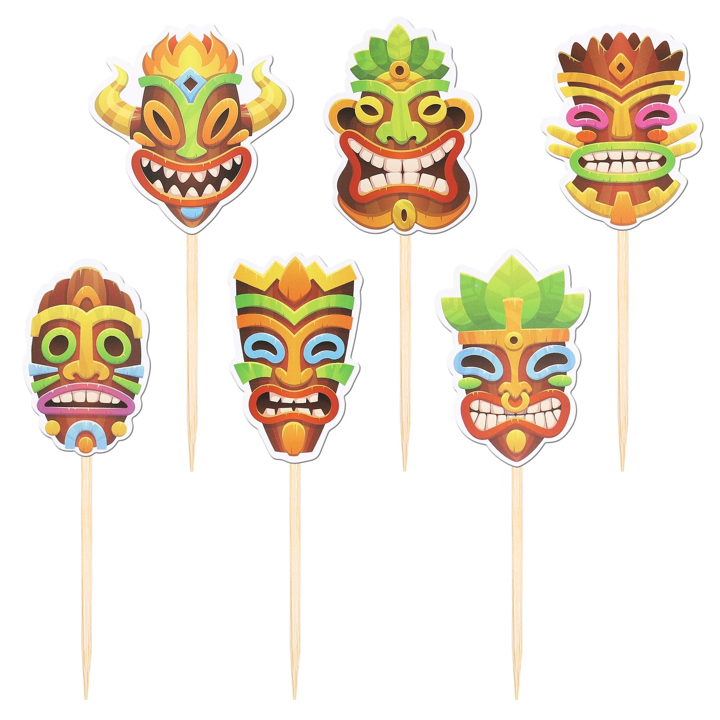 36 Pcs Hawaii Tiki Cupcake Toppers Tiki Totem Hawaiian Themed Party Cupcake Picks Hawaiian Luau Cupcake Decorations For Summer T