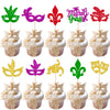 Rsstarxi 30 Pack Mardi Gras Cupcake Toppers Glitter Masquerade Masks Cupcake Picks Masquerade Mardi Gras Party Baby Shower Birthday Bachelorette Party Cake Decorations Supplies