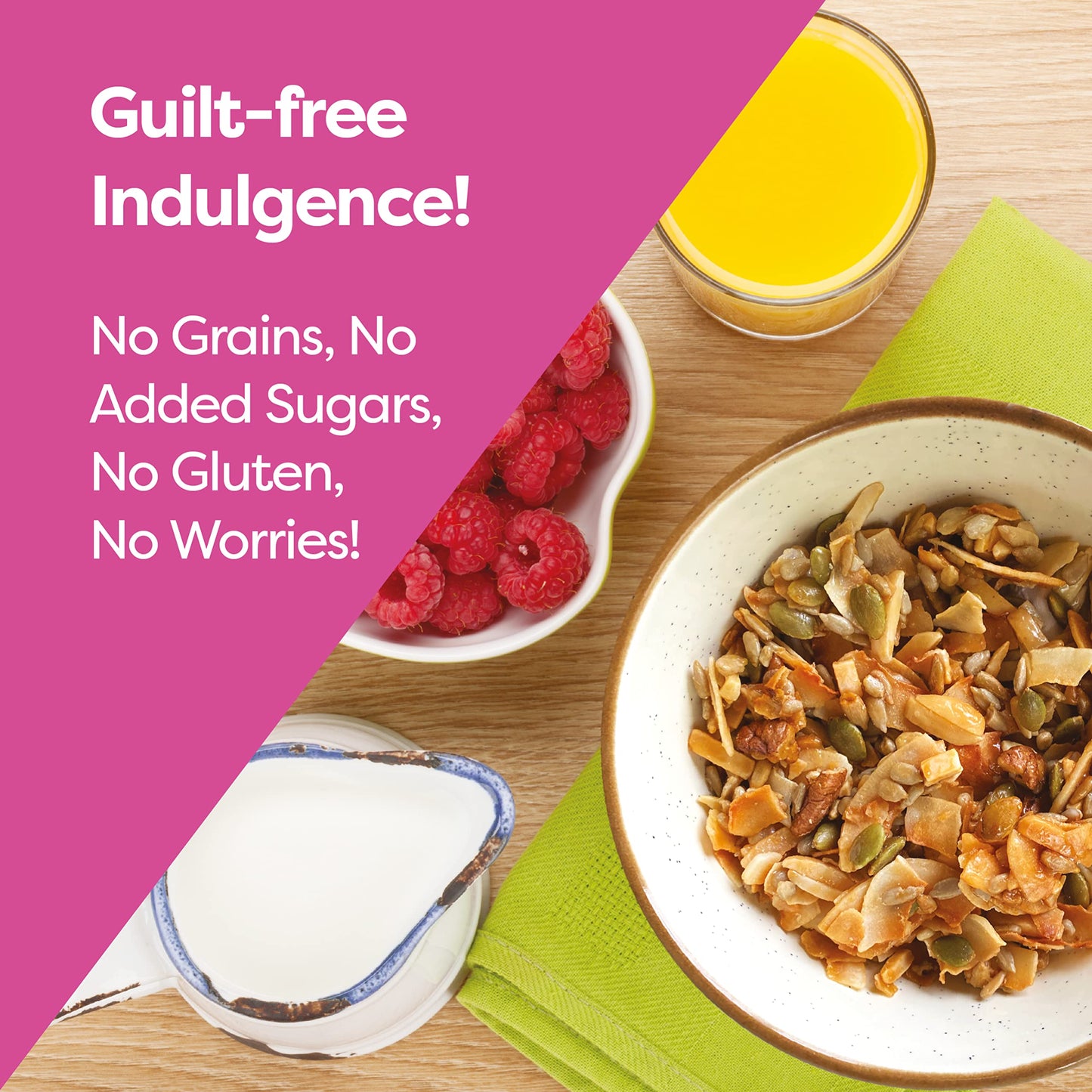 Kiss My Keto Granola Cereal - Variety Pack Keto Granola Low Carb Cereal (2G-Net) Low Sugar Granola - Grain Free Granola Keto Cer