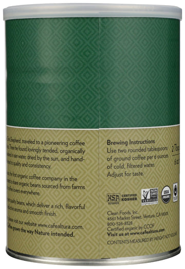 Cafe Altura Ground Organic Coffee, Fair Trade Classic Roast, 12 oz Can