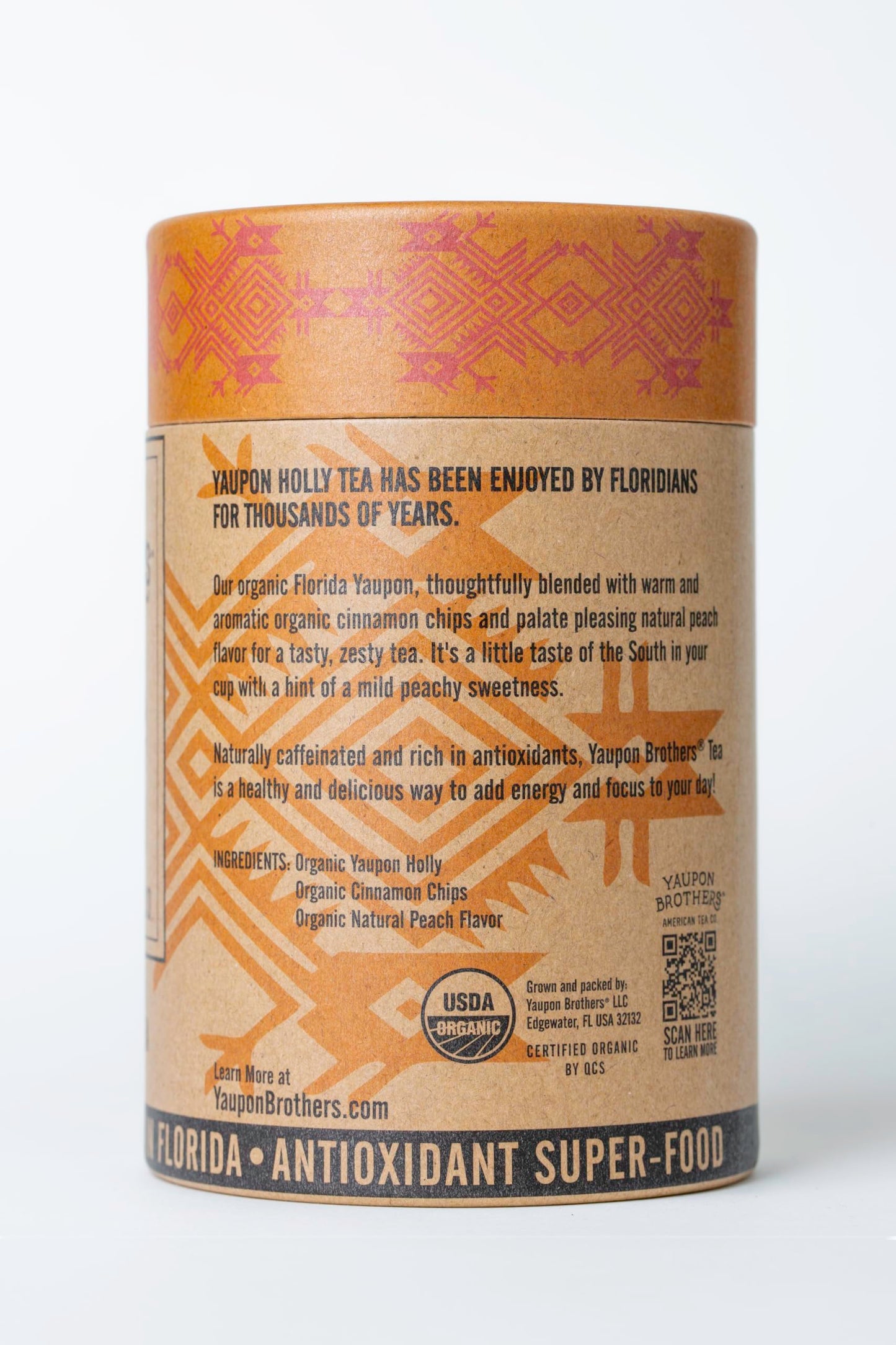 Yaupon Brothers Spiced Peach Yaupon Tea - 16 Eco-Friendly Yaupon Peach Tea Bags Crafted From Organic Peach Green Tea Ingredients