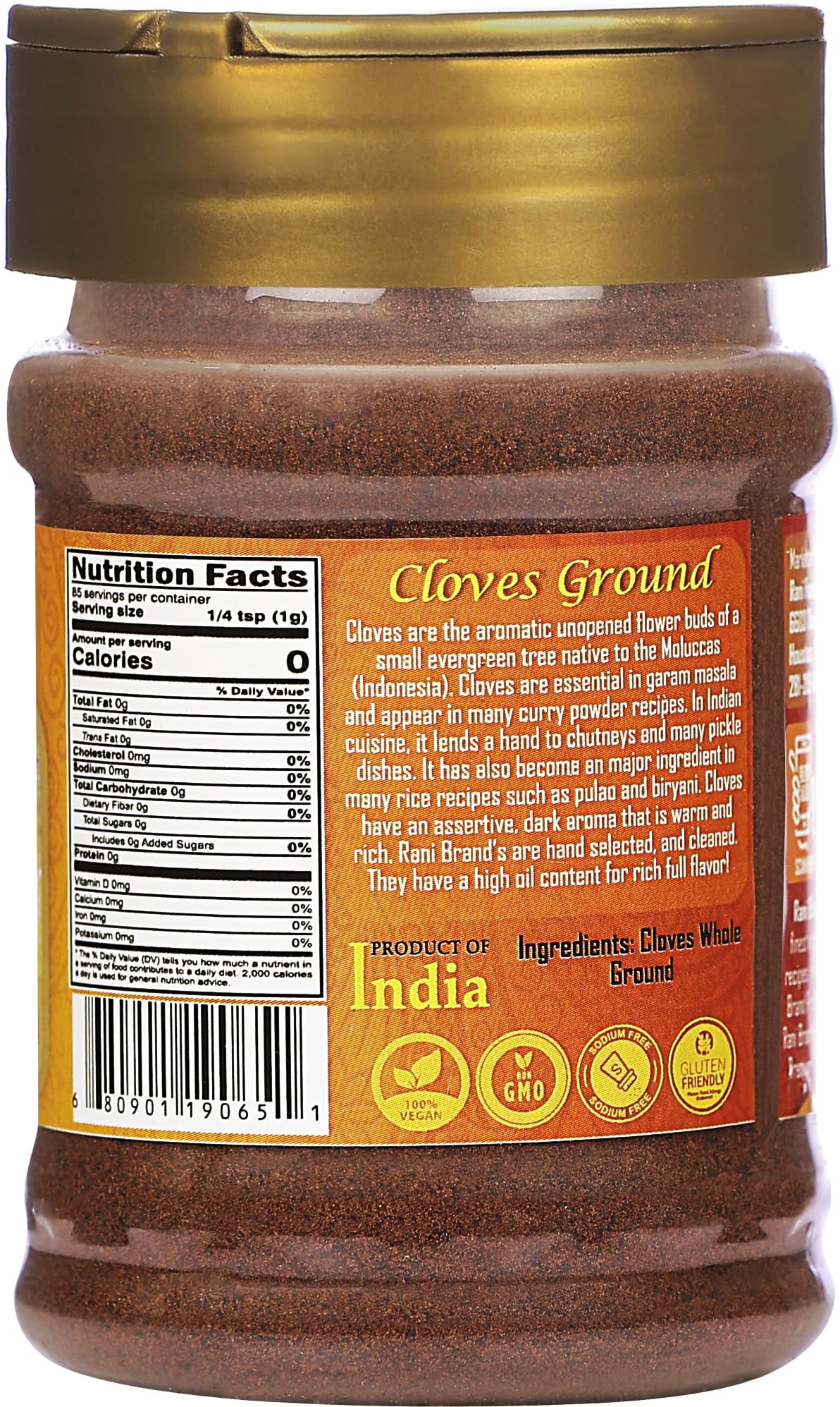Rani Cloves Powder Indian Spice, All Natural, Gluten Friendly, Non-GMO, Vegan, 3oz (85g) PET Jar