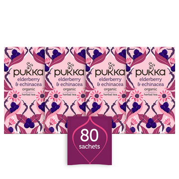 Pukka Organic Elderberry And Echinacea With Elderflower 20 Tea Bags (Pack Of 4)