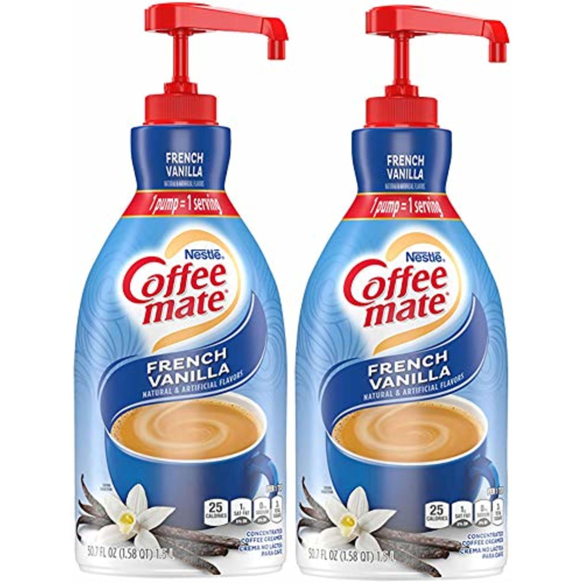 Nestle Coffee mate Coffee Creamer, French Vanilla, Concentrated Liquid Pump Bottle, Non Dairy, No Refrigeration, 50.7 Fl. Oz (Pa