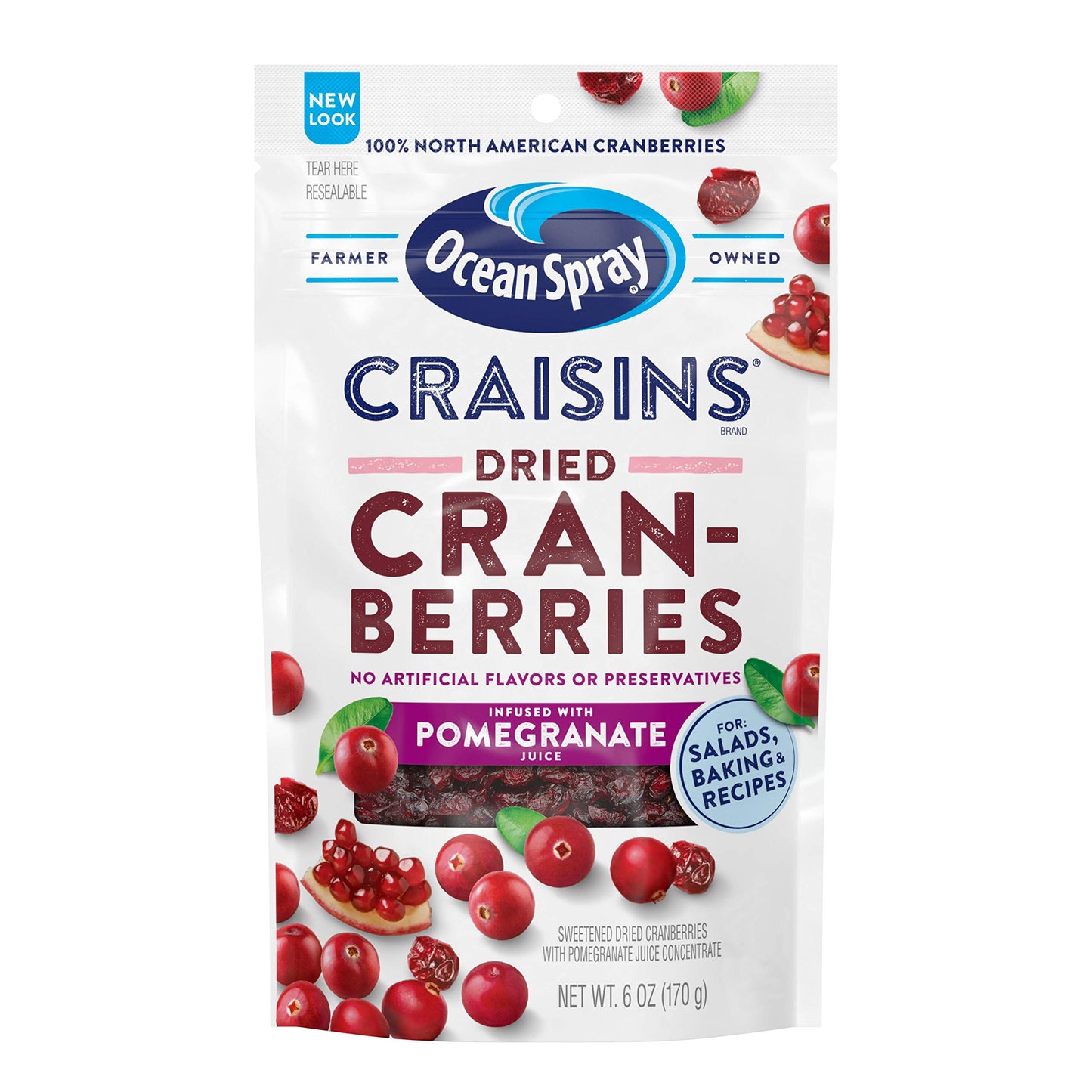 Ocean Spray Craisins Dried Cranberries, Pomegranate, 6 Ounce