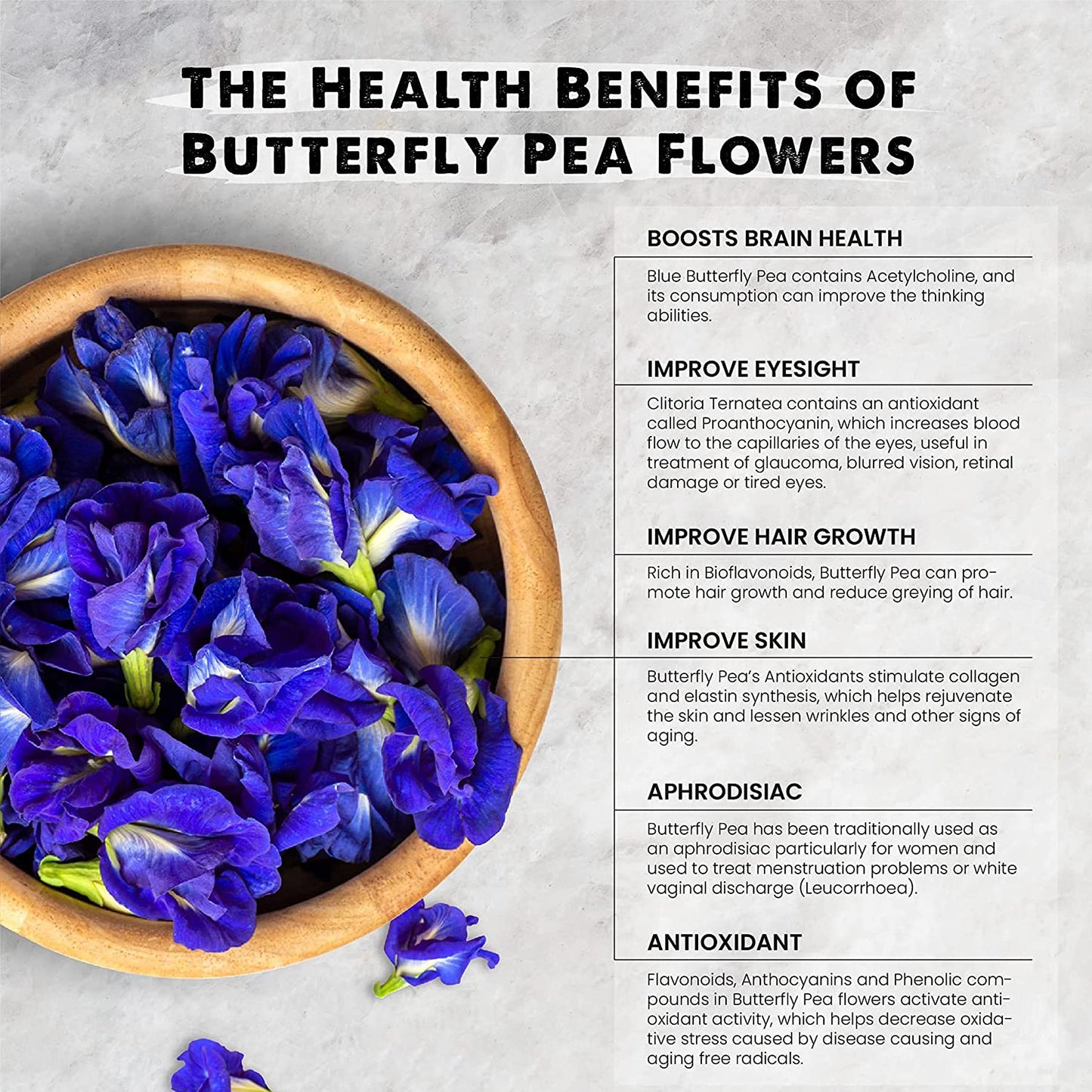 LYCKLIGA Butterfly Pea Flower Tea - 15 Pyramid Tea Bags, Antioxidant Blue Tea, Pack of 2