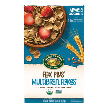 Nature'S Path Organic Flax Plus Multibran Flakes Cereal, 13.25 Ounce, Non-Gmo, 16G Whole Grains, With Omega-3 Rich Flax Seeds